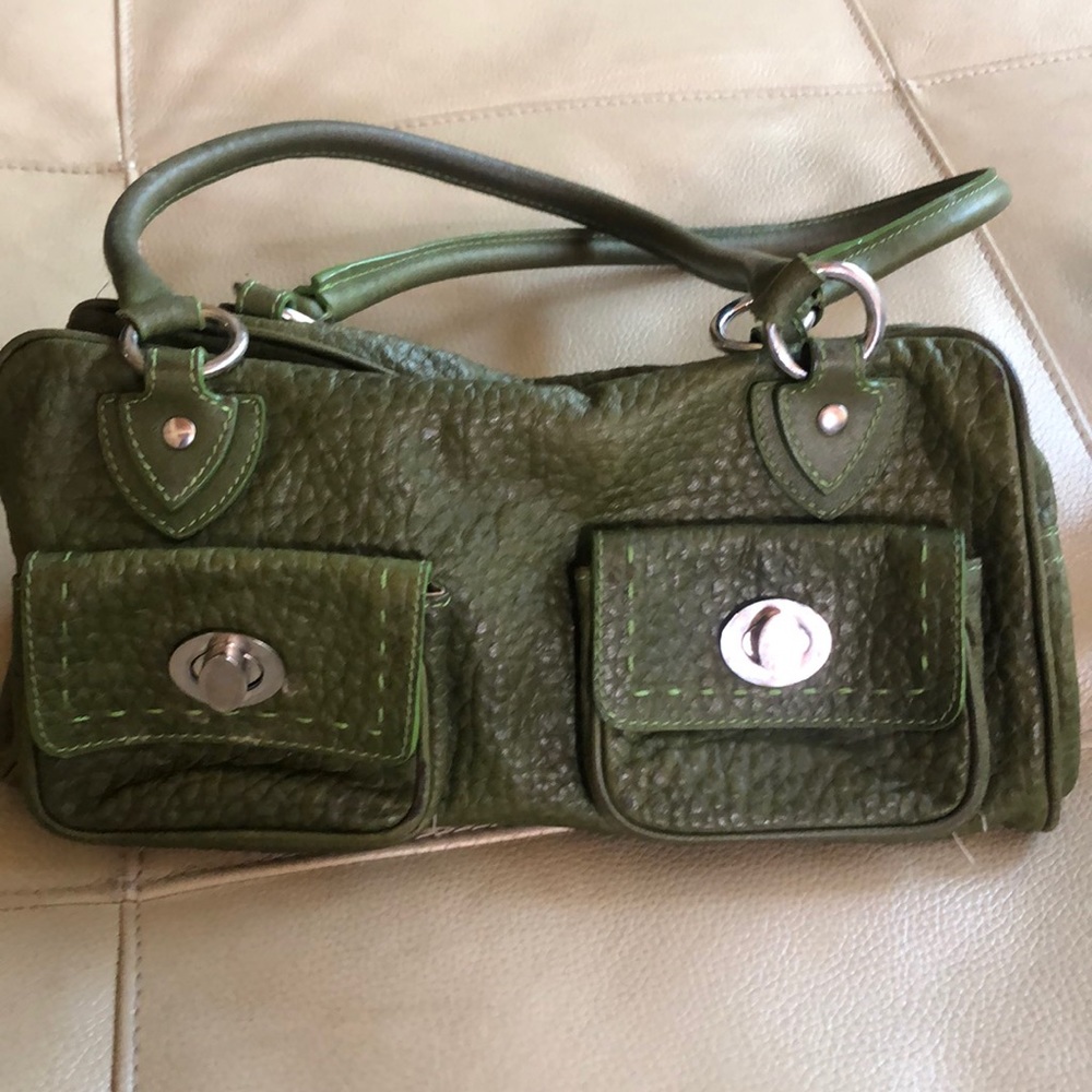 Super cute green leather satchel!